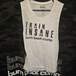 burn 'Train Insane' Women's White Muscle Tee